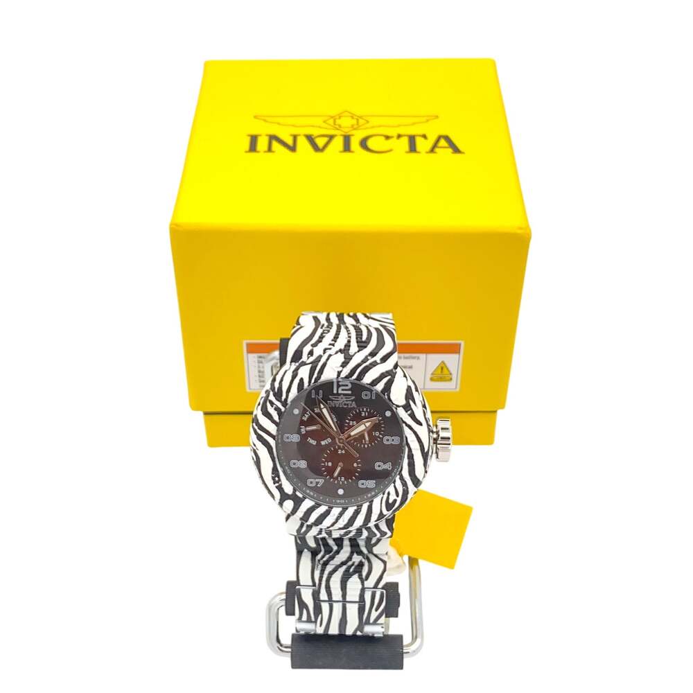Invicta Pro Diver NeoArt Flux 50207 Zebra Watch 52mm Black White Quartz WR 100M